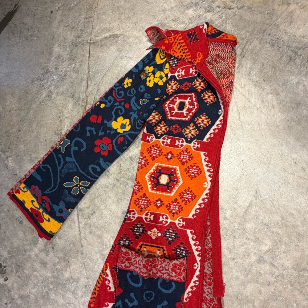 paparazzi Red and Navy Patchwork Knit Cardigan - Picture 12 of 12